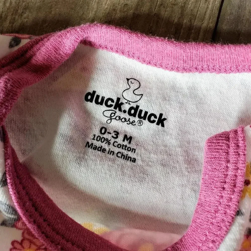Duck.Duck Goose Floral Baby Bodysuits Size 0-3M